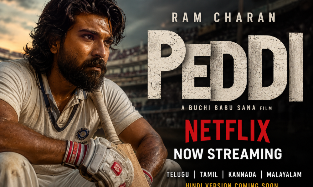 Ram Charan Janhvi Kapoor Peddi movie Netflix OTT release poster