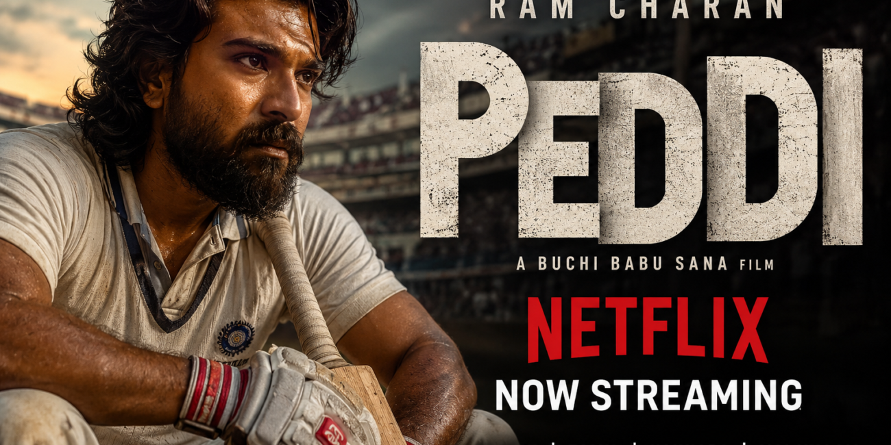 Ram Charan Janhvi Kapoor Peddi movie Netflix OTT release poster