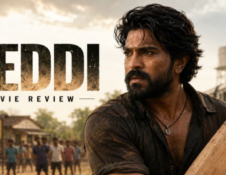 Ram Charan Peddi movie review sports drama poster