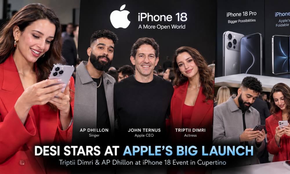 Triptii Dimri AP Dhillon Apple iPhone 18 launch event photo