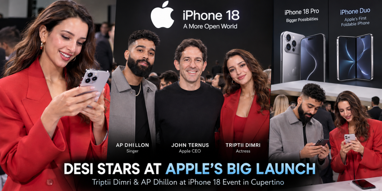 Triptii Dimri AP Dhillon Apple iPhone 18 launch event photo