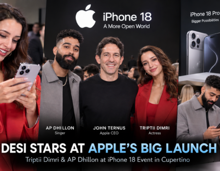 Triptii Dimri AP Dhillon Apple iPhone 18 launch event photo