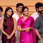 Venkatesh and Trivikram at the Aadarsha Kutumbam pre-release event in Hyderabad