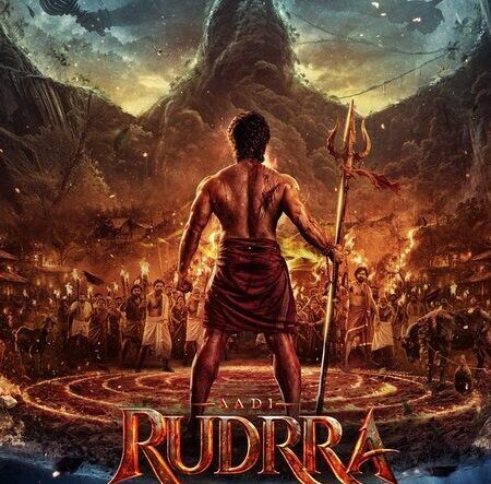 Aadi Saikumar holding a trident in the Aadi Rudrra first look poster