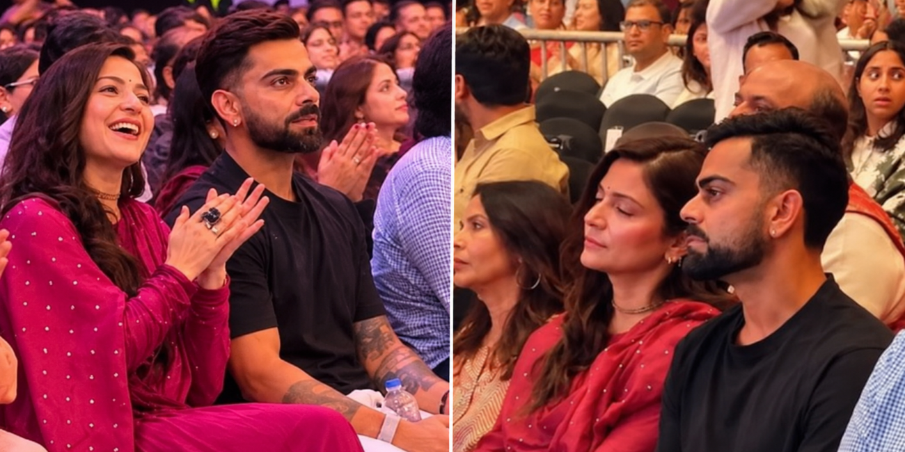 Anushka Sharma in a pink Anarkali suit at Krishna Das's Mumbai kirtan