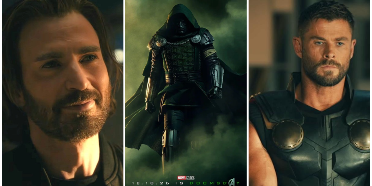 Avengers: Doomsday India Release Date: Doctor Doom की फिल्म 17 दिसंबर को होगी रिलीज़ Robert Downey Jr as Doctor Doom and Chris Evans in Avengers Doomsday