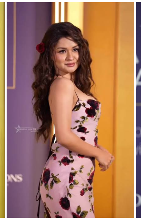 Avneet Kaur wearing a blush pink floral gown at the ELLE India Beauty Awards 2026