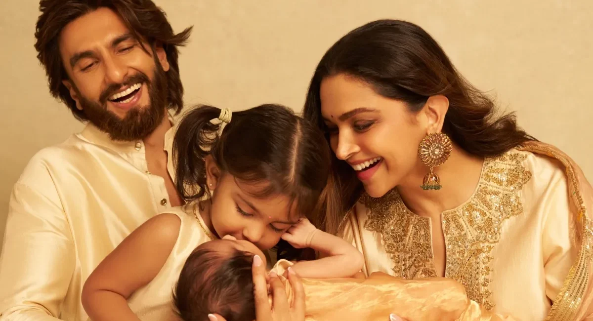 Deepika Padukone and Ranveer Singh with daughters Dua and Devi