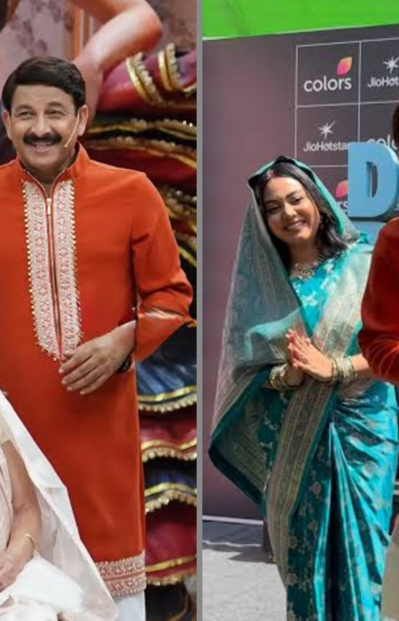 Manoj Tiwari singing Nimiya Ke Dariya Se with his mother on a TV show