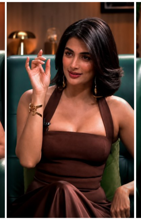 Pooja Hegde का Chocolate-Brown Dress Look Viral, Harish Shankar के साथ Talk Show में आएंगी नजर Pooja Hegde in a chocolate-brown halter dress for a Telugu talk show appearance