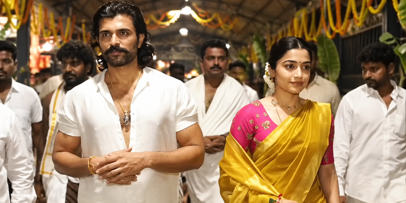 Rashmika Mandanna and Vijay Deverakonda visit Tirumala temple before Ranabaali release