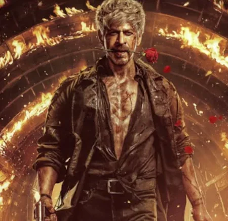 Shah Rukh Khan in the new King movie poster with a rose