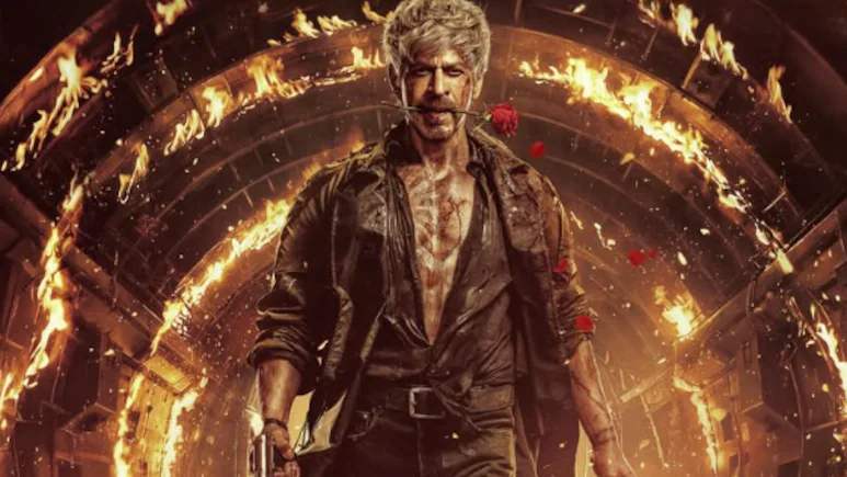 Shah Rukh Khan in the new King movie poster with a rose